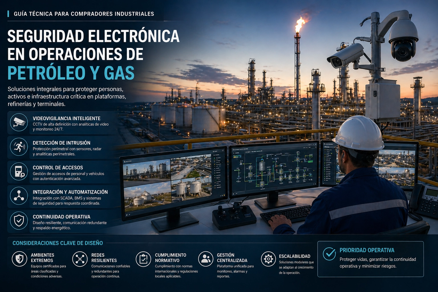 Seguridad electrónica en petróleo y gas: soluciones para operaciones críticas